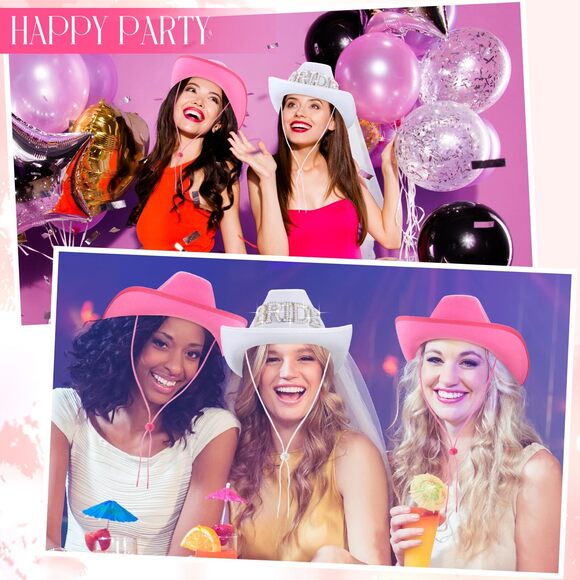 6541 12 Pcs Women Cowgirl Cowboy Hats Bachelorette Cowboy Hats For Bridal main image 7